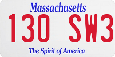 MA license plate 130SW3
