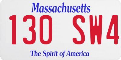 MA license plate 130SW4