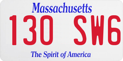 MA license plate 130SW6