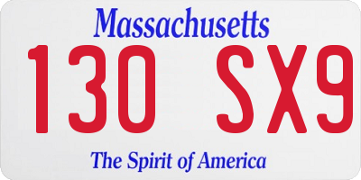 MA license plate 130SX9