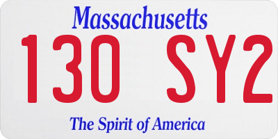 MA license plate 130SY2