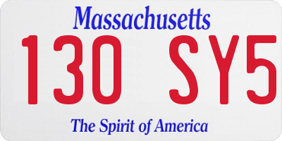 MA license plate 130SY5