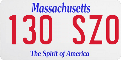 MA license plate 130SZ0