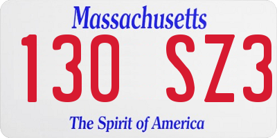 MA license plate 130SZ3