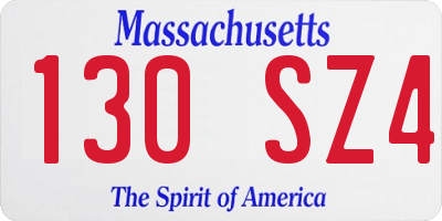 MA license plate 130SZ4