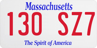 MA license plate 130SZ7