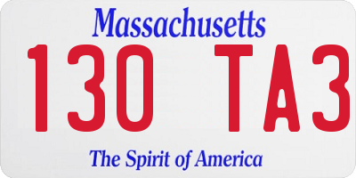 MA license plate 130TA3