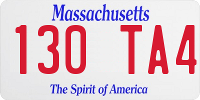 MA license plate 130TA4