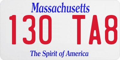 MA license plate 130TA8