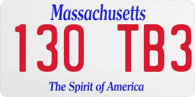 MA license plate 130TB3