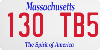 MA license plate 130TB5
