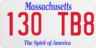 MA license plate 130TB8