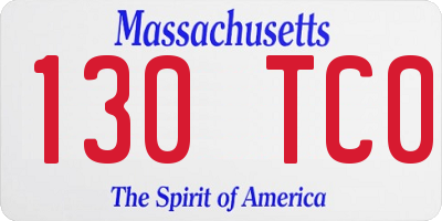 MA license plate 130TC0