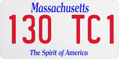 MA license plate 130TC1