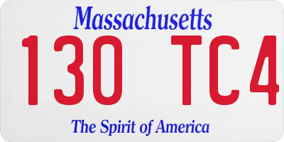 MA license plate 130TC4