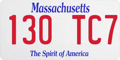 MA license plate 130TC7