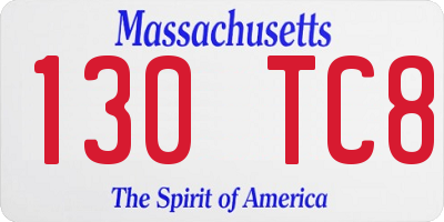 MA license plate 130TC8