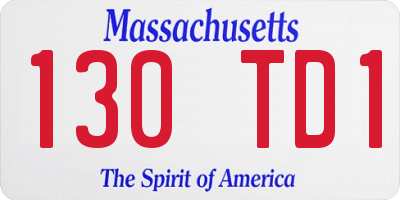 MA license plate 130TD1