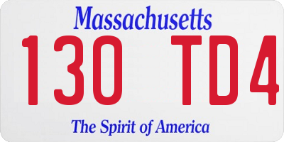 MA license plate 130TD4