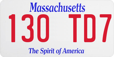 MA license plate 130TD7