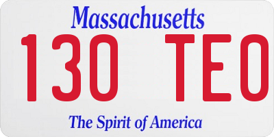 MA license plate 130TE0