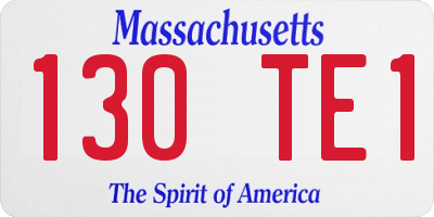 MA license plate 130TE1