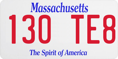 MA license plate 130TE8
