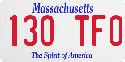 MA license plate 130TF0