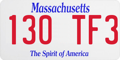 MA license plate 130TF3
