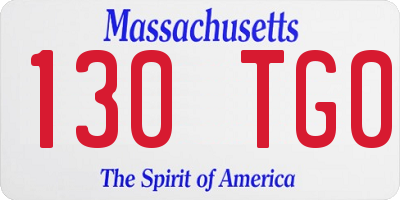 MA license plate 130TG0