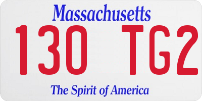 MA license plate 130TG2