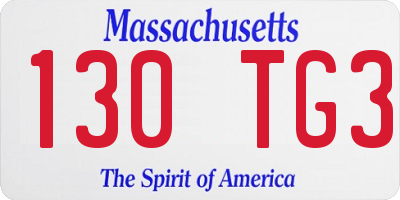 MA license plate 130TG3