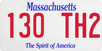 MA license plate 130TH2
