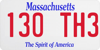 MA license plate 130TH3