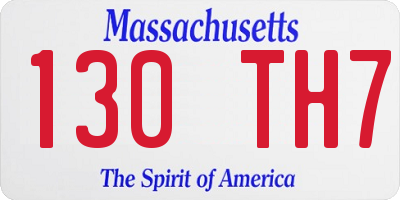 MA license plate 130TH7