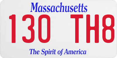 MA license plate 130TH8