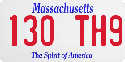 MA license plate 130TH9
