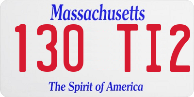MA license plate 130TI2