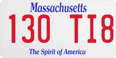 MA license plate 130TI8