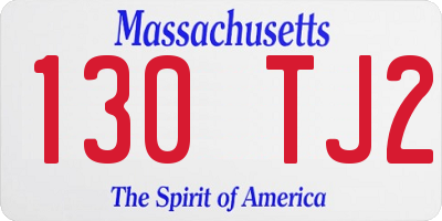 MA license plate 130TJ2