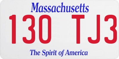 MA license plate 130TJ3