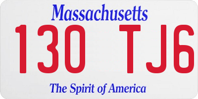 MA license plate 130TJ6