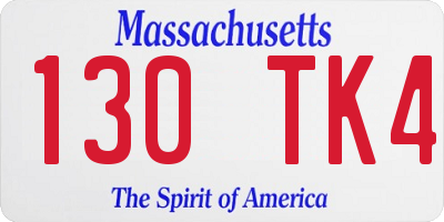 MA license plate 130TK4