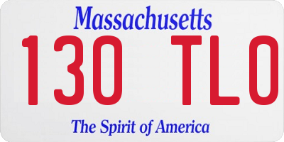 MA license plate 130TL0