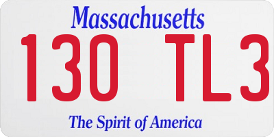 MA license plate 130TL3