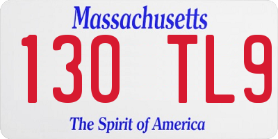 MA license plate 130TL9