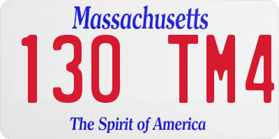 MA license plate 130TM4