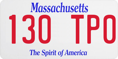 MA license plate 130TP0