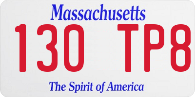 MA license plate 130TP8