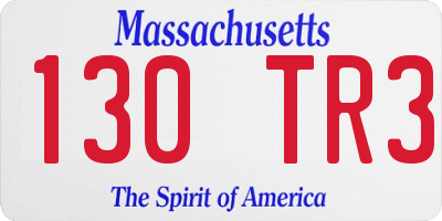MA license plate 130TR3